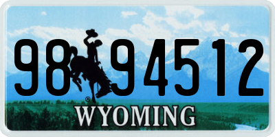 WY license plate 9894512