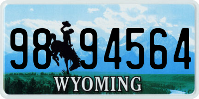 WY license plate 9894564