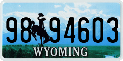 WY license plate 9894603