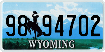 WY license plate 9894702