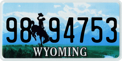 WY license plate 9894753