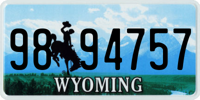 WY license plate 9894757