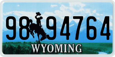 WY license plate 9894764