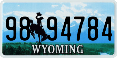 WY license plate 9894784