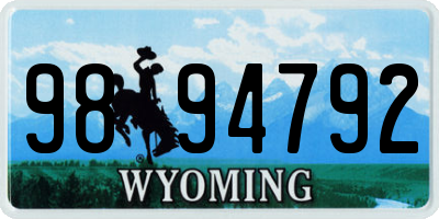 WY license plate 9894792