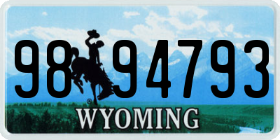 WY license plate 9894793