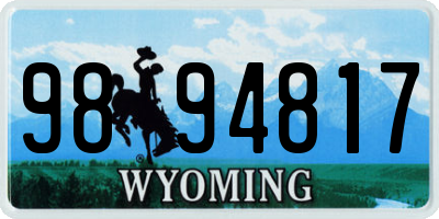 WY license plate 9894817