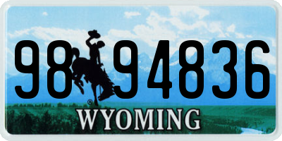 WY license plate 9894836