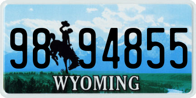 WY license plate 9894855