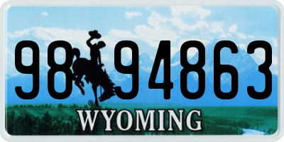 WY license plate 9894863