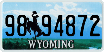 WY license plate 9894872