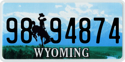 WY license plate 9894874
