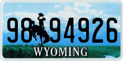 WY license plate 9894926
