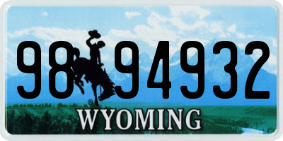 WY license plate 9894932
