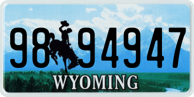 WY license plate 9894947
