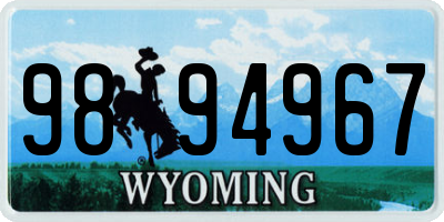 WY license plate 9894967