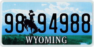 WY license plate 9894988