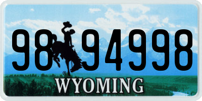 WY license plate 9894998