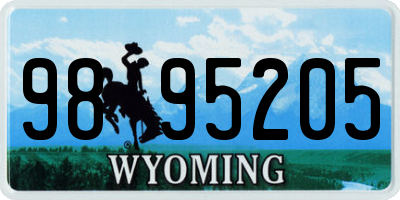 WY license plate 9895205