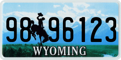 WY license plate 9896123