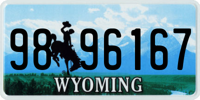 WY license plate 9896167