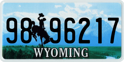 WY license plate 9896217