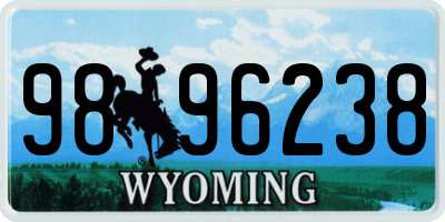WY license plate 9896238
