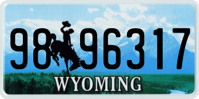 WY license plate 9896317