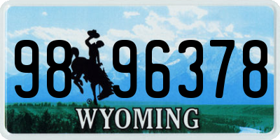 WY license plate 9896378
