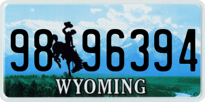 WY license plate 9896394