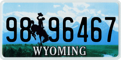 WY license plate 9896467