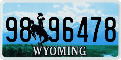 WY license plate 9896478