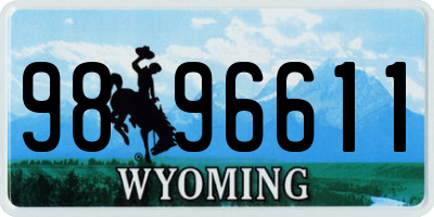 WY license plate 9896611