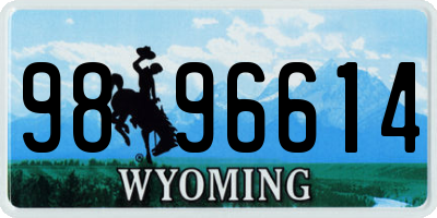 WY license plate 9896614