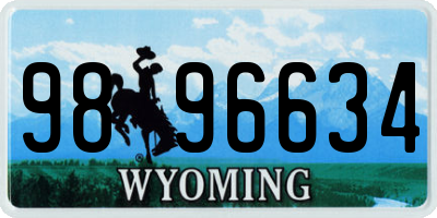 WY license plate 9896634