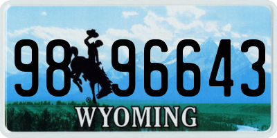 WY license plate 9896643