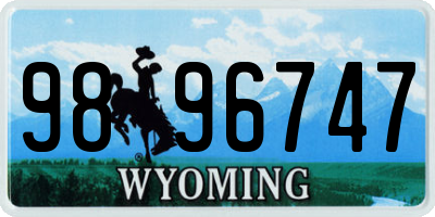 WY license plate 9896747