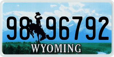 WY license plate 9896792