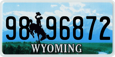 WY license plate 9896872