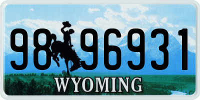 WY license plate 9896931