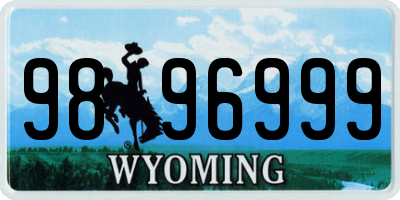 WY license plate 9896999