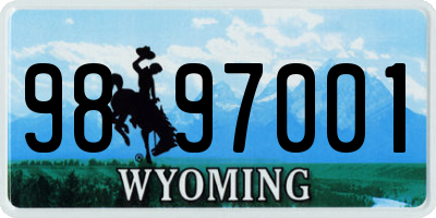 WY license plate 9897001
