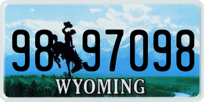 WY license plate 9897098