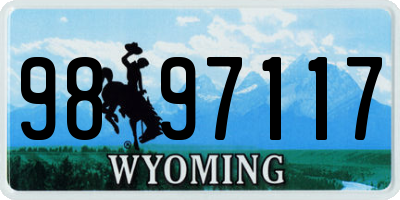 WY license plate 9897117