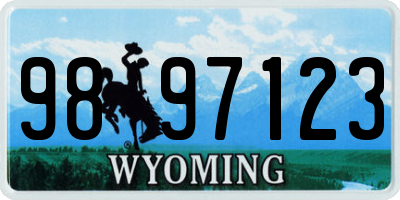 WY license plate 9897123