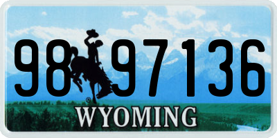 WY license plate 9897136
