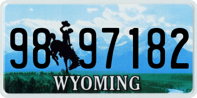 WY license plate 9897182