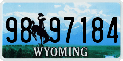 WY license plate 9897184