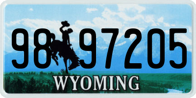 WY license plate 9897205