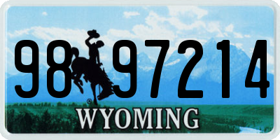 WY license plate 9897214